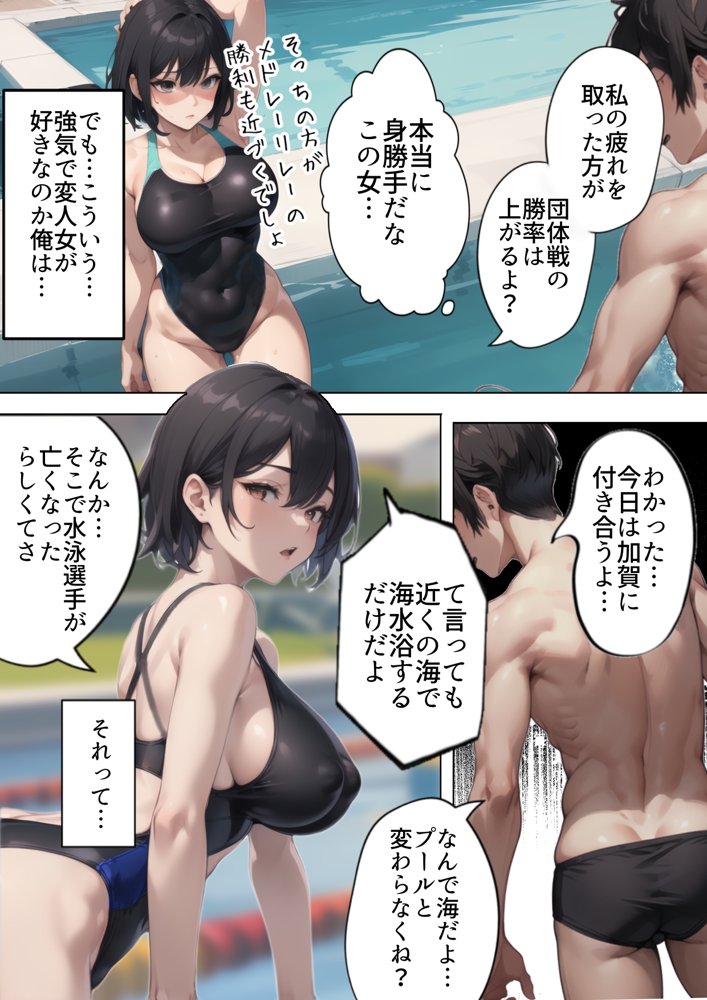 開業！寝取られ精液プール〜天才水泳女子は合宿サボるもチャラ男集団にナンパされ開業前のプール「白濁精液プール」に浸らされ孕む！男子部員に告白された合宿中に寝取られる話