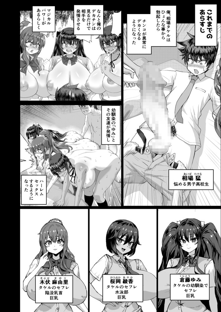 デカチンになったら巨乳幼馴染とその巨乳友達たちが発情してハーレムになった！！5ギャルとわくわく林姦学校