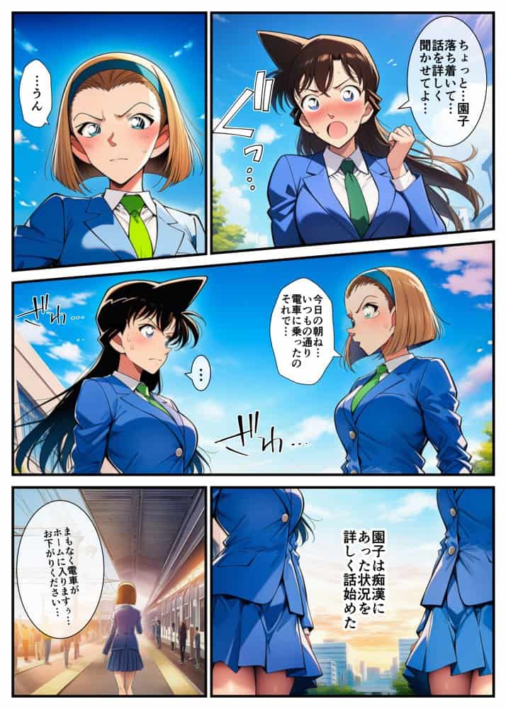【痴●電車】制服の蘭姉ちゃんが脱がされてセックスする話