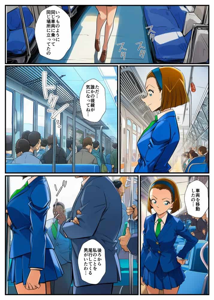 【痴●電車】制服の蘭姉ちゃんが脱がされてセックスする話